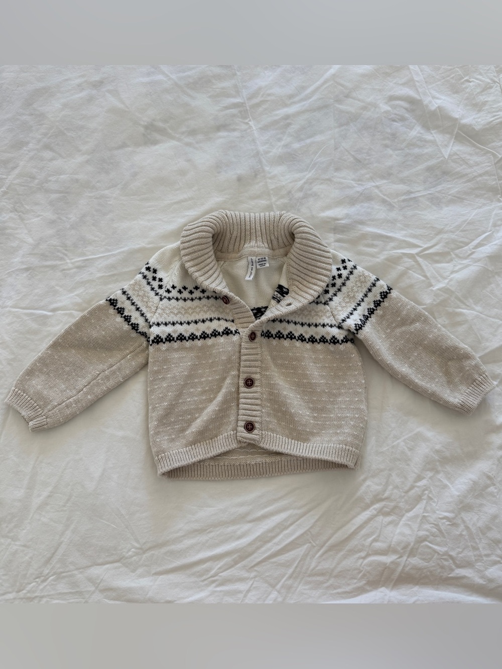 Janie and Jack boys holiday fair isle knit button up sweater 12-18 months